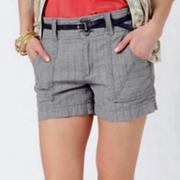 Anthropologie Daughters of the Liberation Gray Linen Campfire Story Shorts | 6 - Picture 1 of 9